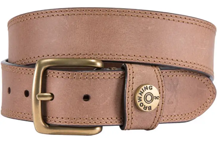 Browning Leather Belt 44" Tan W/shotshell Head On Loop